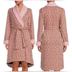 LIKE NEW UGG Women's Duffield II Cotton / Fleece Robe Pink Leopard Print Fall
